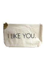 Twos Company Canvas Bag w Quote-I Like You-Zippered Everything Bag