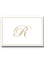 Caspari Gold Embossed Initial Note Cards Letter R Boxed Set of 8