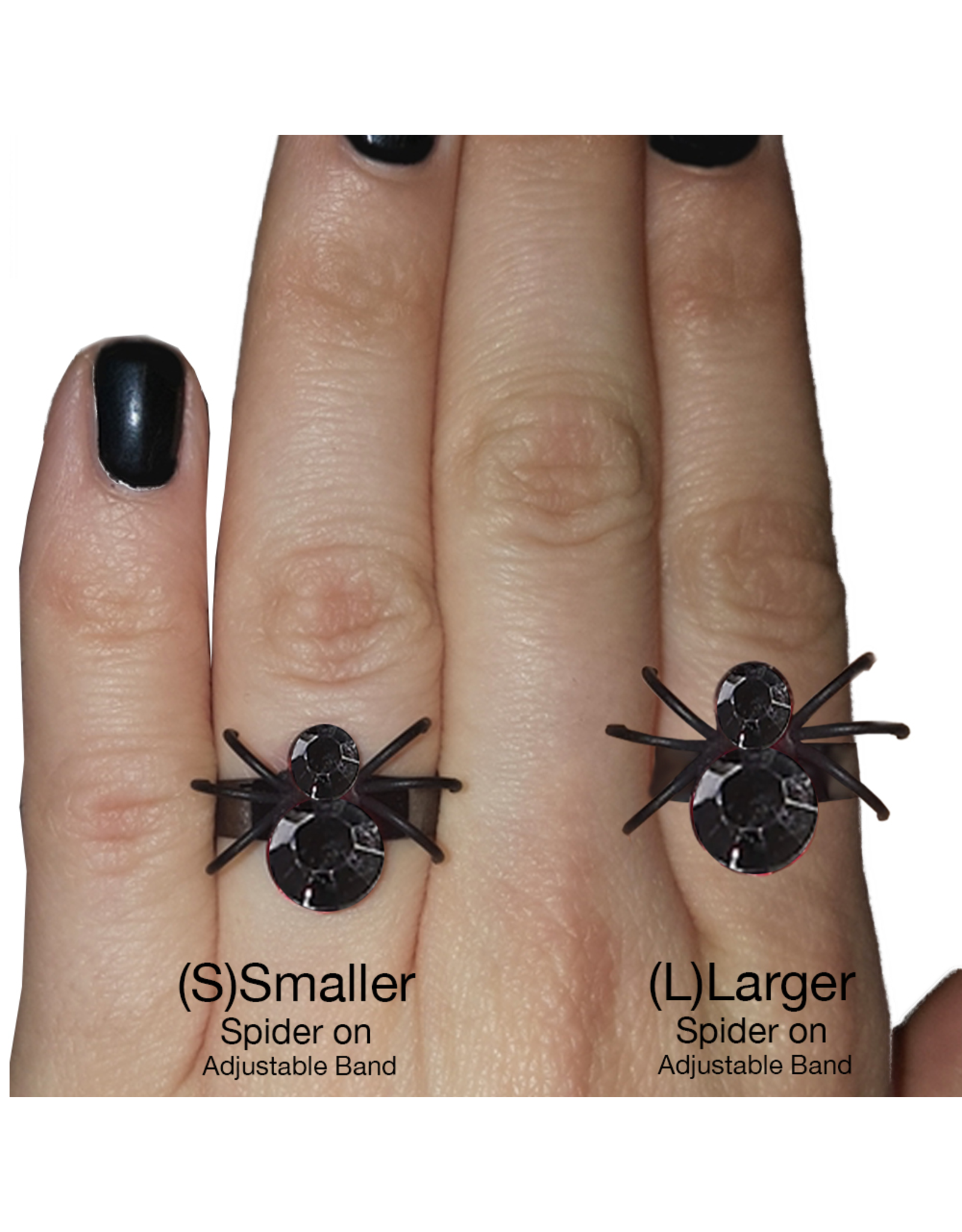 Twos Company Halloween Black Widow Bling Spider Ring .75 inch 0300-L-Black