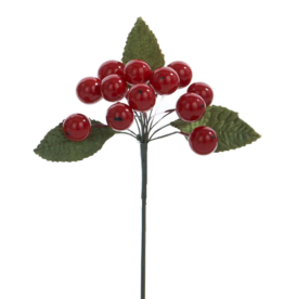 Kurt Adler Small Red Berry Cluster Pick Christmas Flowers Florals