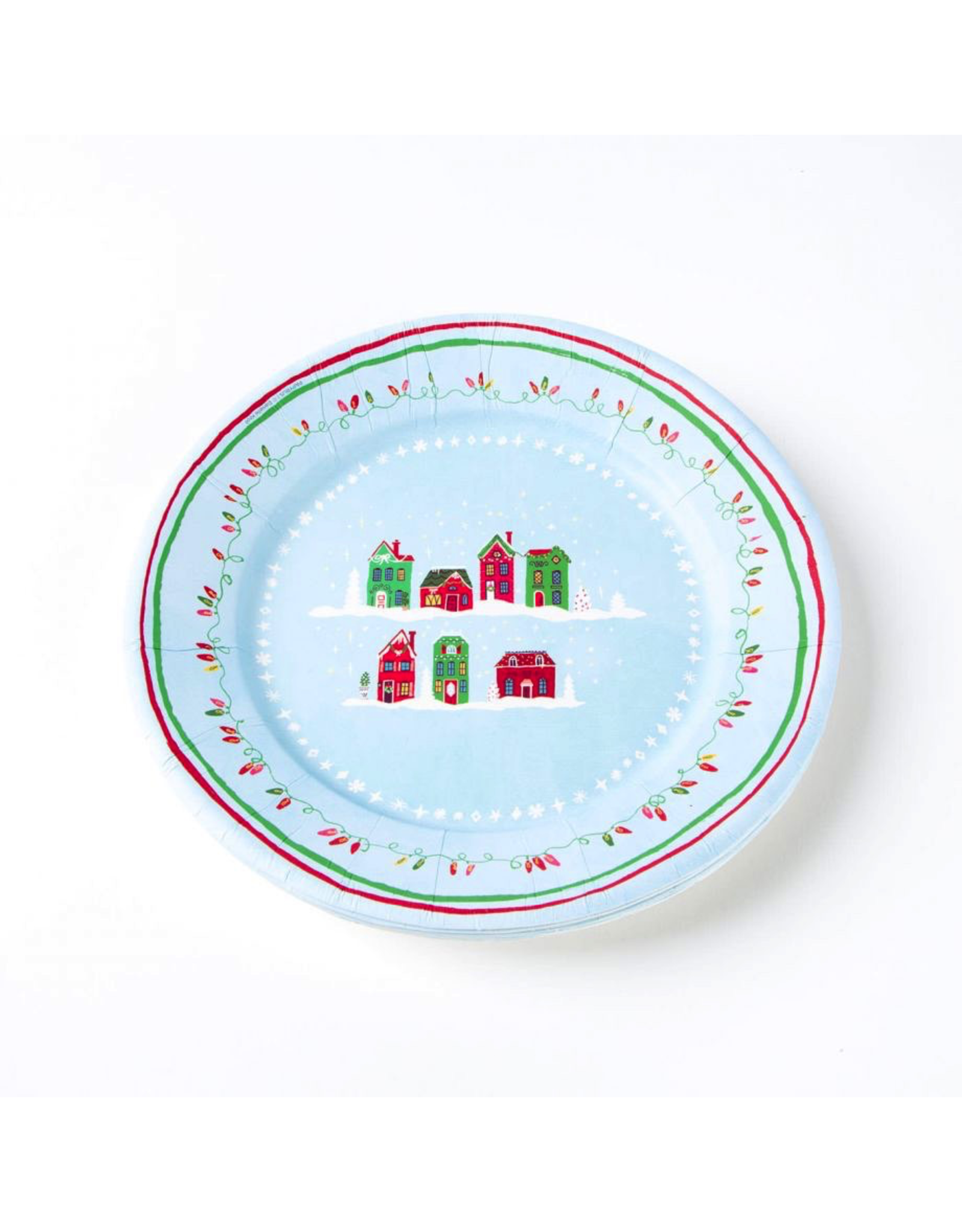 Papyrus Paper Salad-Dessert Plates 8pk Round - Christmas Cottages