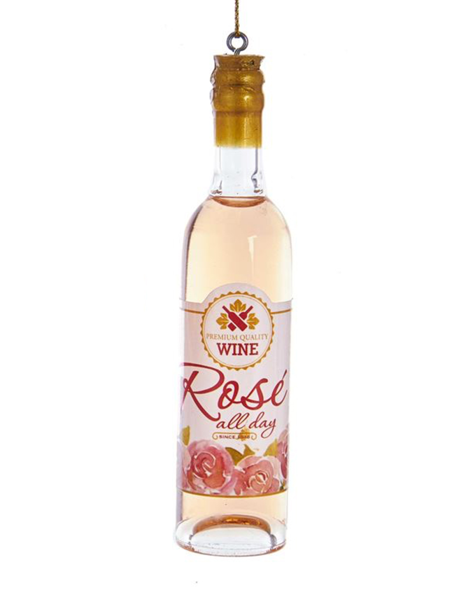 Kurt Adler Rose All Day Wine Bottle Ornament  4.8 inch
