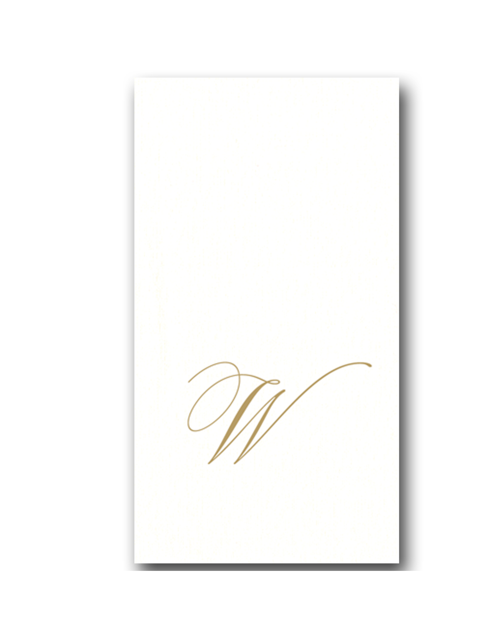 Caspari Gold Initial W on White Pearl Paper Linen Guest Napkins 24 pk