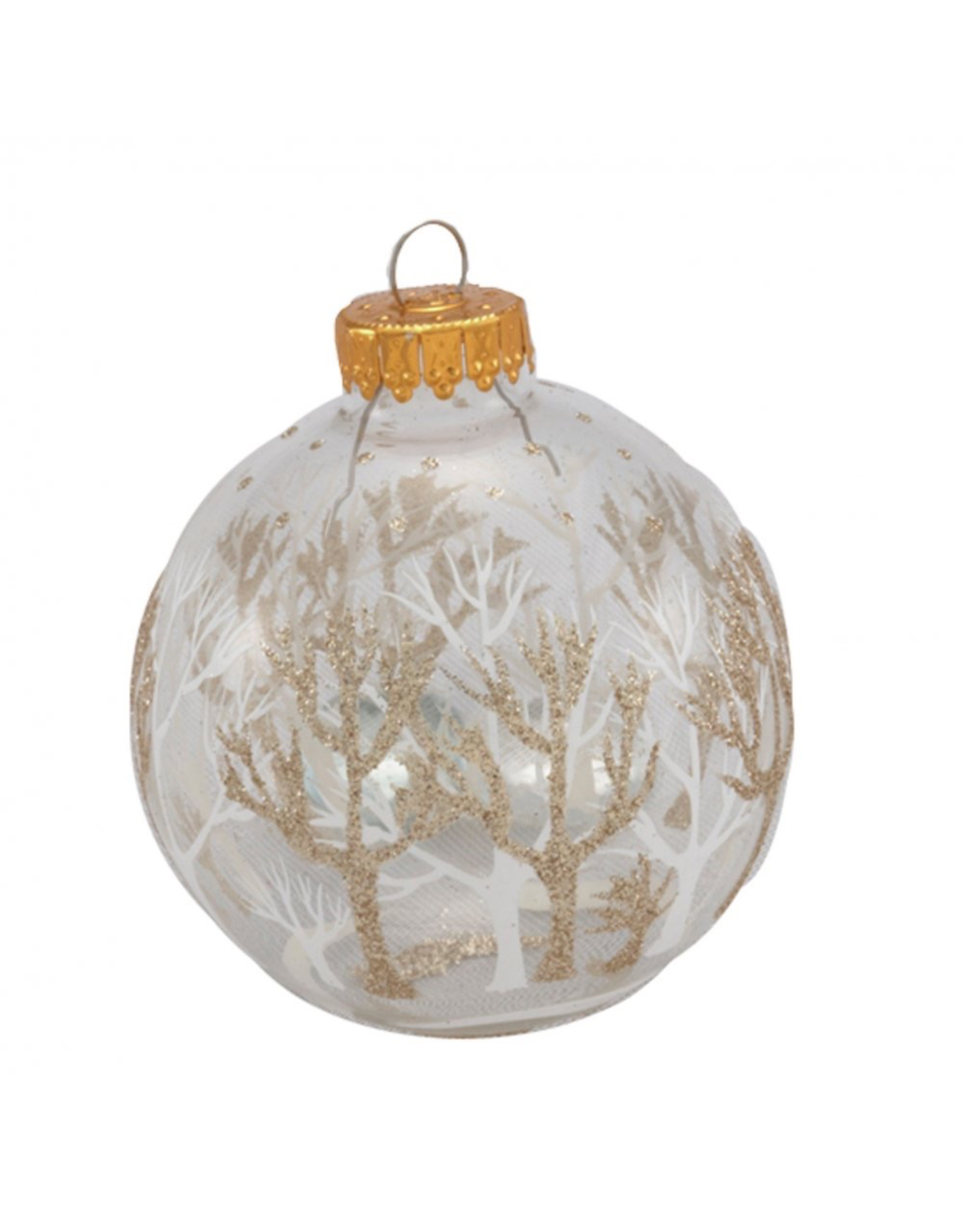 Kurt Adler Clear Glass Ball Ornaments W Tree Design 2.5 inch Set of 4