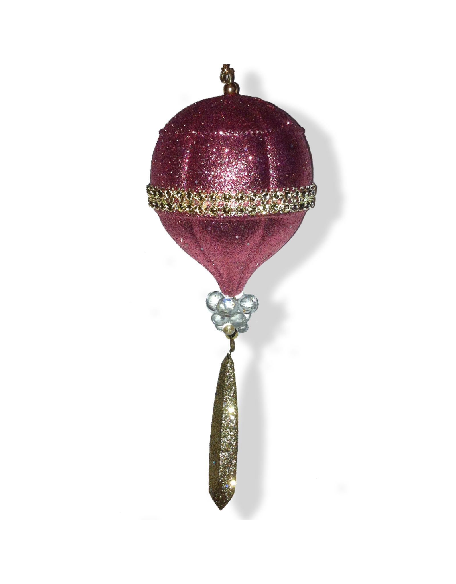Kurt Adler Edwardian Glitter Acrylic Onion Ornament w Gold Bead Dangle -A