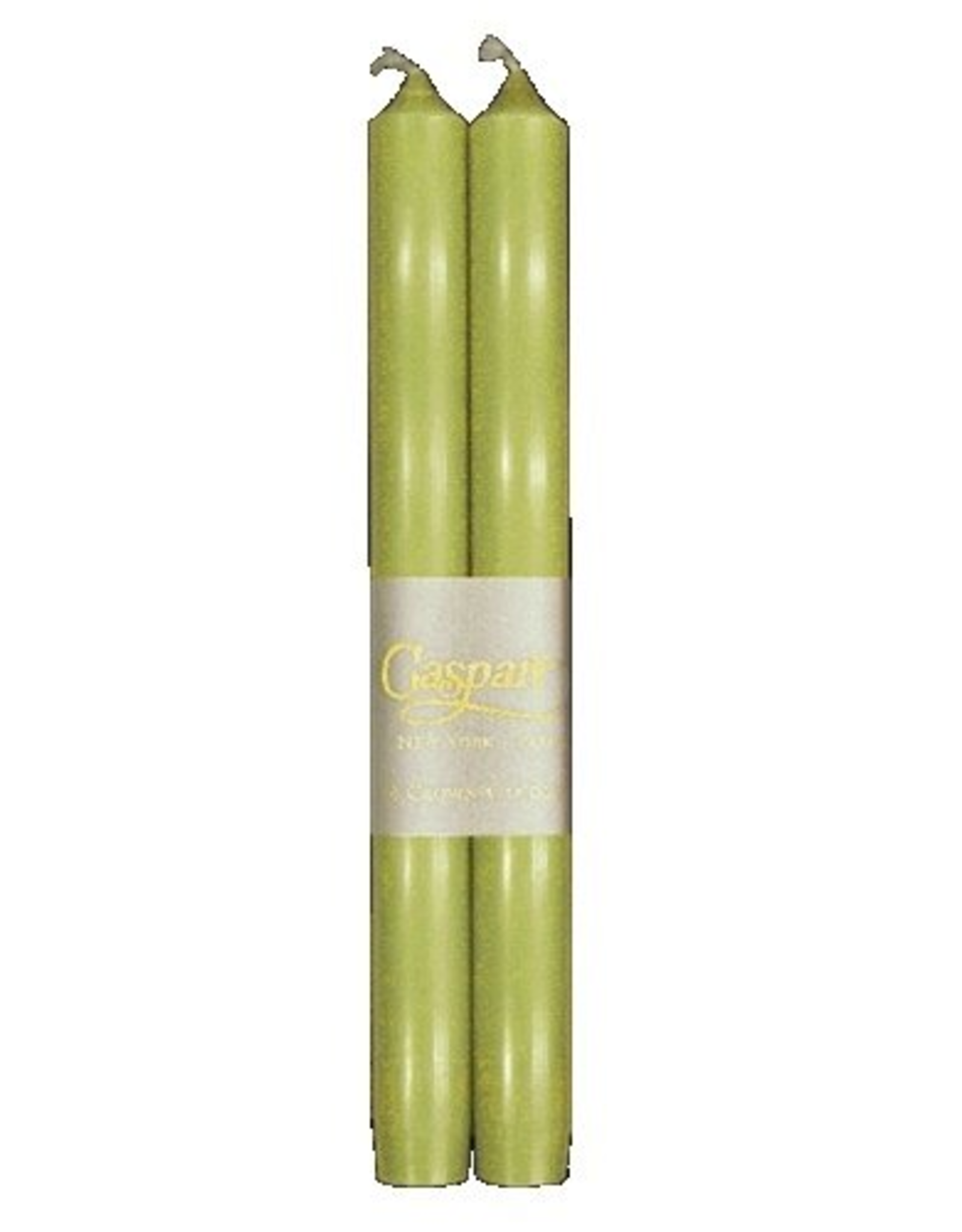 Caspari Crown Candles Tapers 10 inch 2pk Moss Green