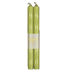 Caspari Crown Candles Tapers 10 inch 2pk Moss Green