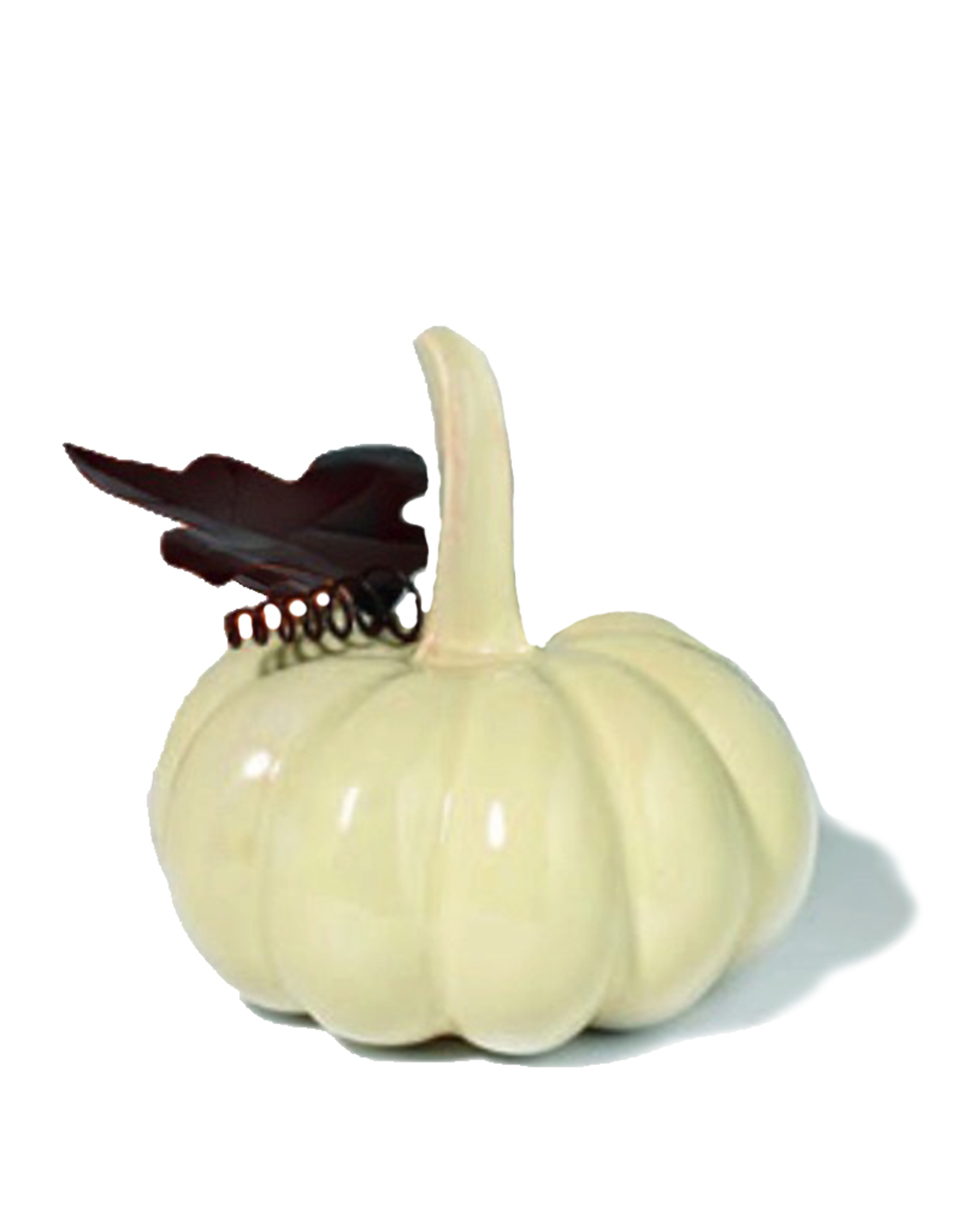 Department 56 Cream Pumpkin w Metal Accent Thanksgiving Fall Harvest Decor
