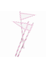 Party Straws w Banners 12Pk Pink and White by Party Partners