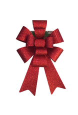 Darice Christmas Red Glitter 12 inch Bow PVC 11 Loops