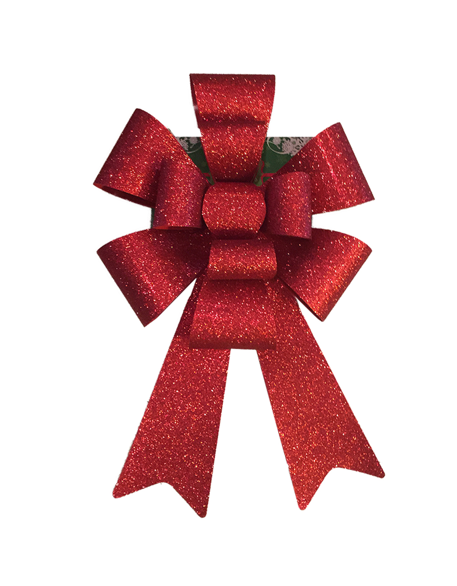 Darice Christmas Red Glitter 12 inch Bow PVC 11 Loops