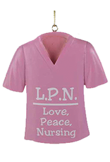 Kurt Adler Medical Scrub Ornament With LPN Love Peace Nursing