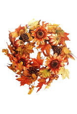 Darice Copper Metallic Sunflower Fall Wreath 24 inch DISPLAY