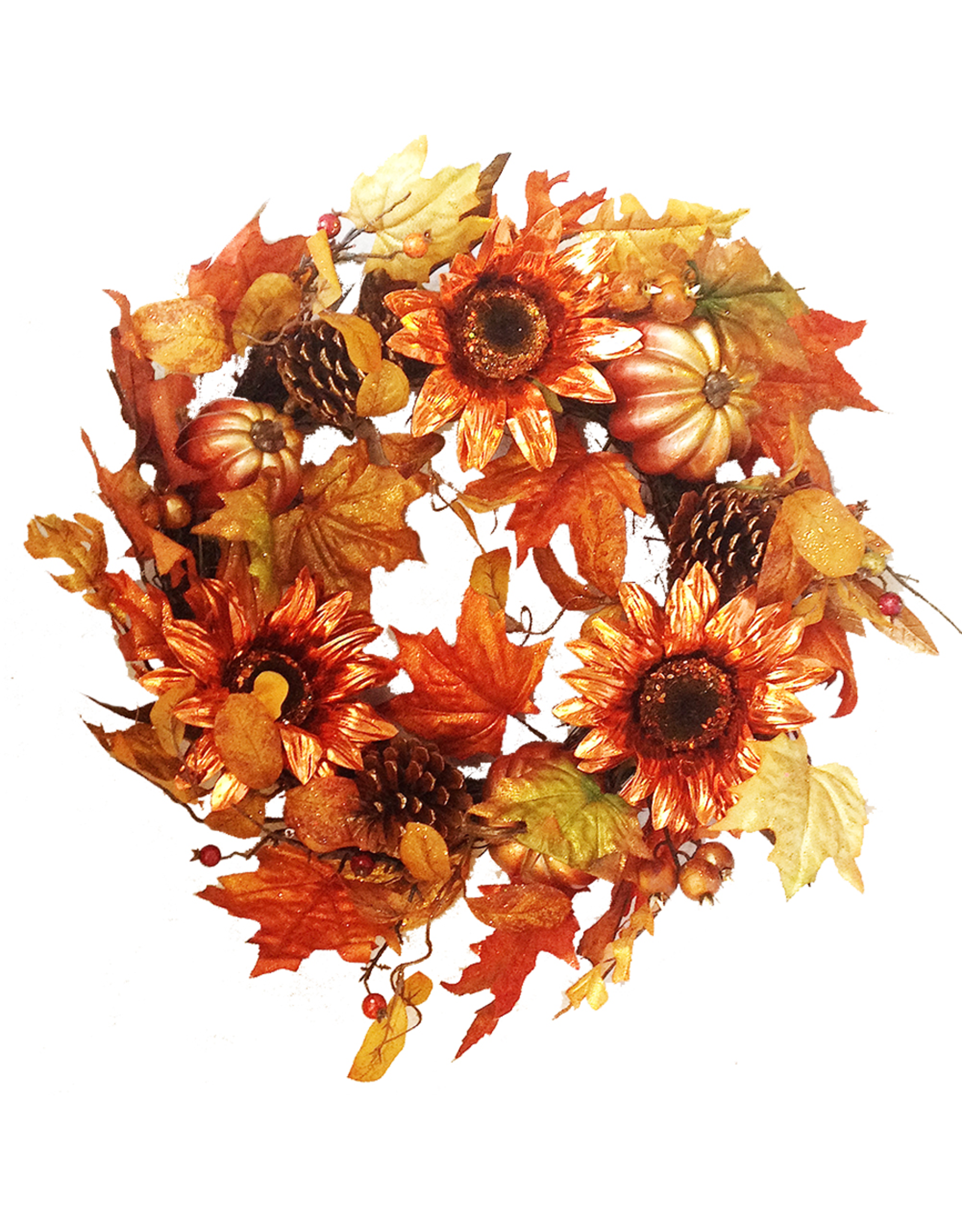 Darice Copper Metallic Sunflower Fall Wreath 24 inch DISPLAY