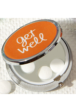 Twos Company Pillboxes Round Orange Pill Box With Sentiment Get Well
