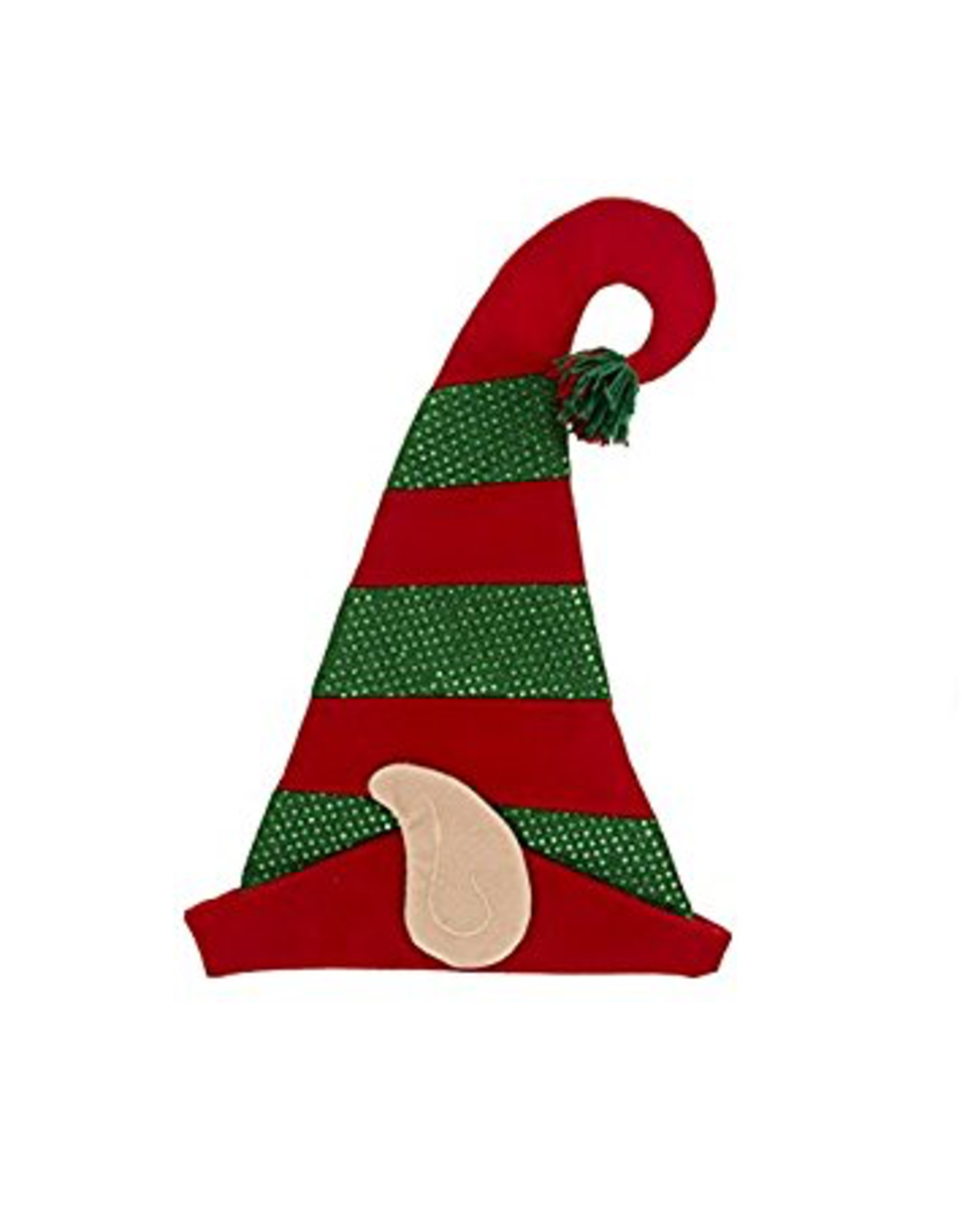 Kurt Adler Christmas Hat Elf Hat Green Red Glittered w Elf Ears H5286