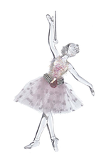 Kurt Adler Clear Acrylic Ballerina in Pink Tutu Ballet Ornament -B