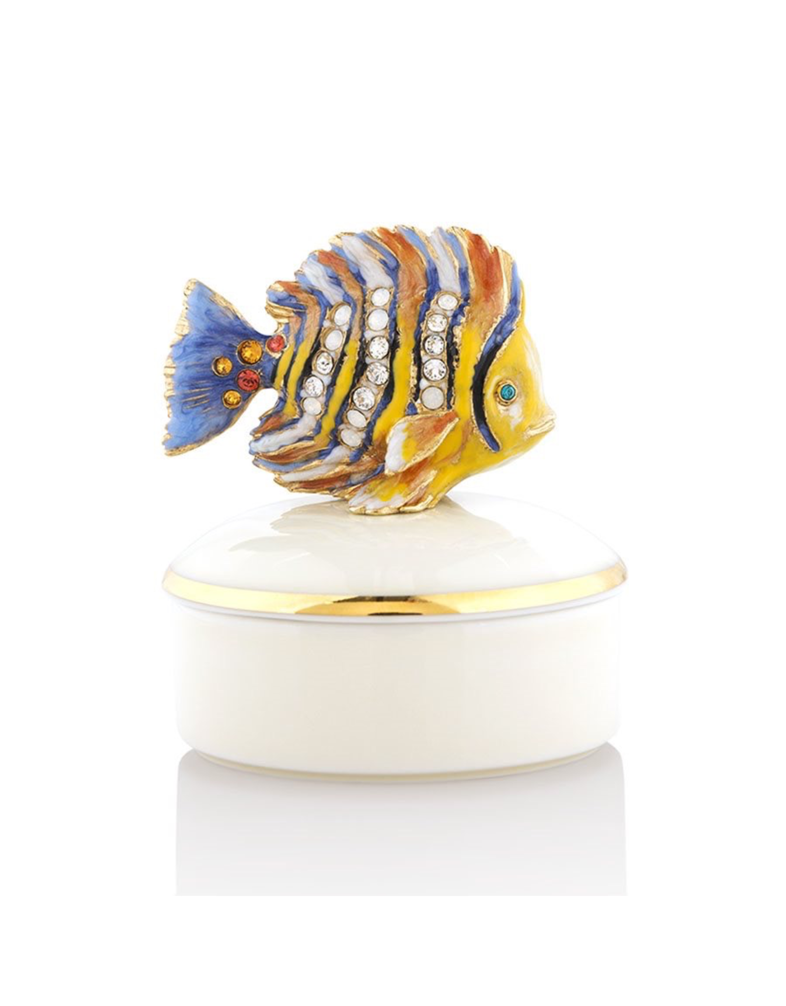 Jay Strongwater Decorative Boxes Finley Fish Round Porcelain Box