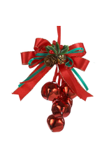 Kurt Adler Red Bow Jingle Bells Cluster Christmas Ornament Red Bells
