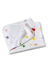 Paint Rags Hooded Cotton Baby Blanket w Colored Paint Daubs