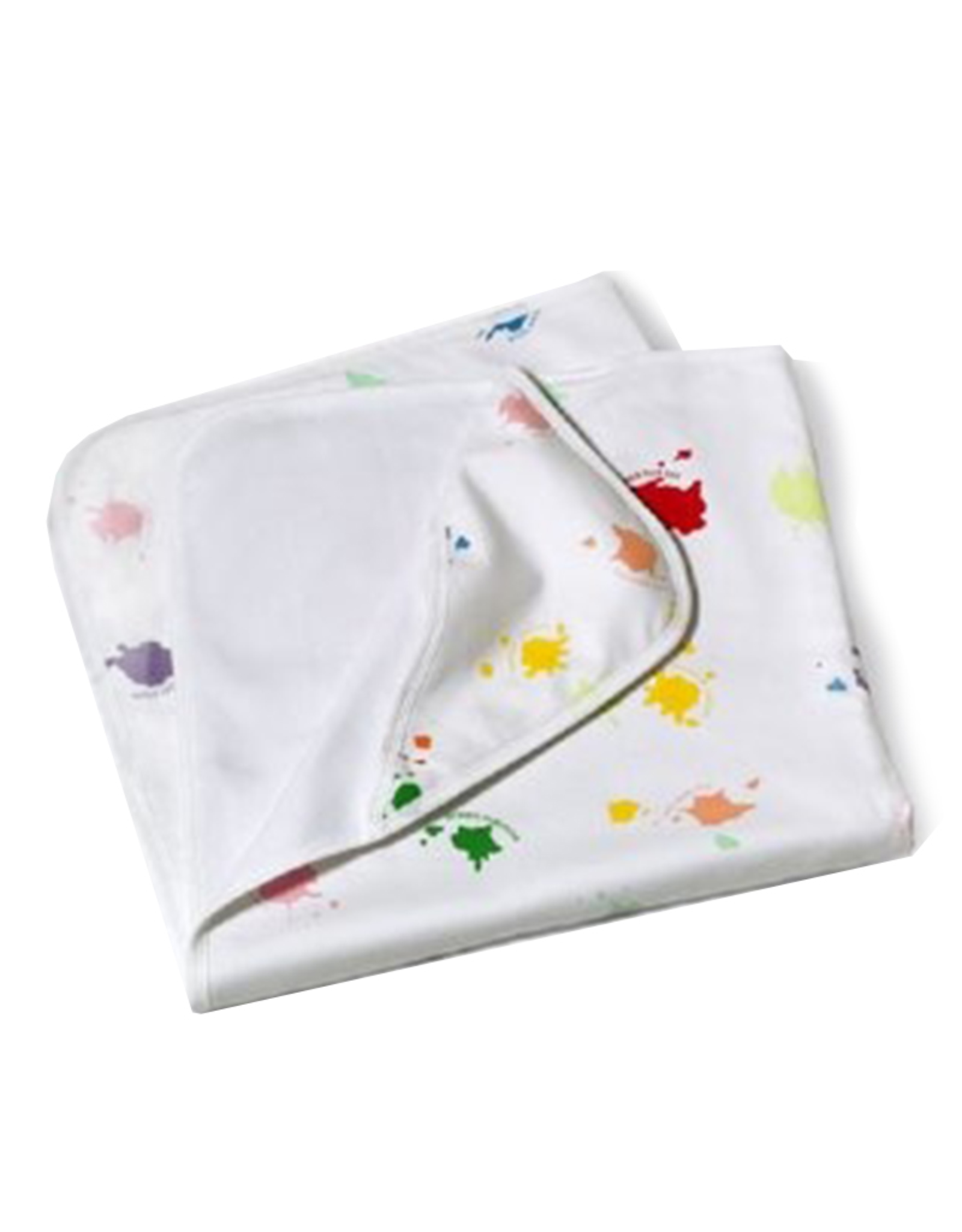 Paint Rags Hooded Cotton Baby Blanket w Colored Paint Daubs