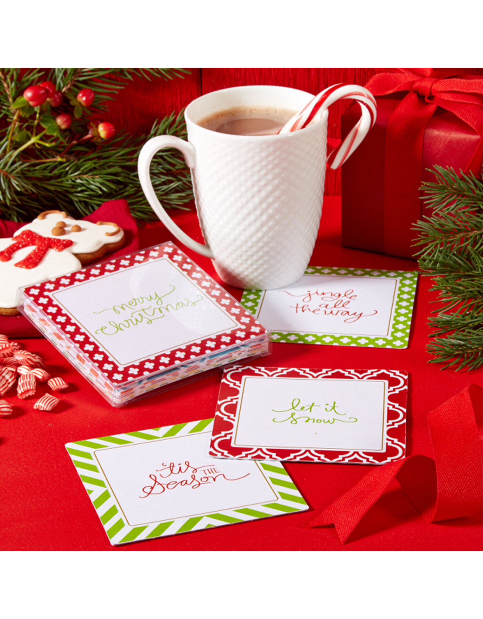Twos Company Christmas Coasters w Holiday Sayings Set 12