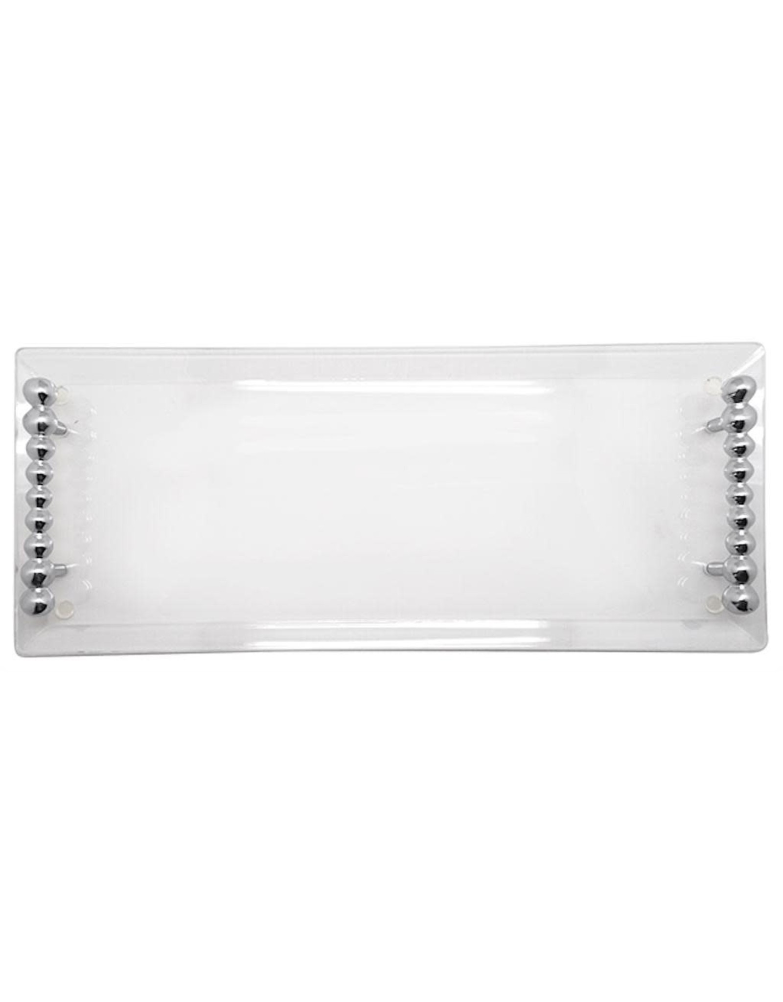 Mariposa Clear Acrylic Rectangular Tray 18.5x7.75 w Bead-Pearled Handle