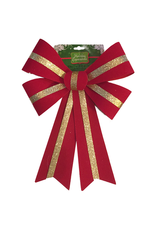 Darice Christmas Red Velvet Bow w Gold Stripe PVC 12x17 Holiday Expressions