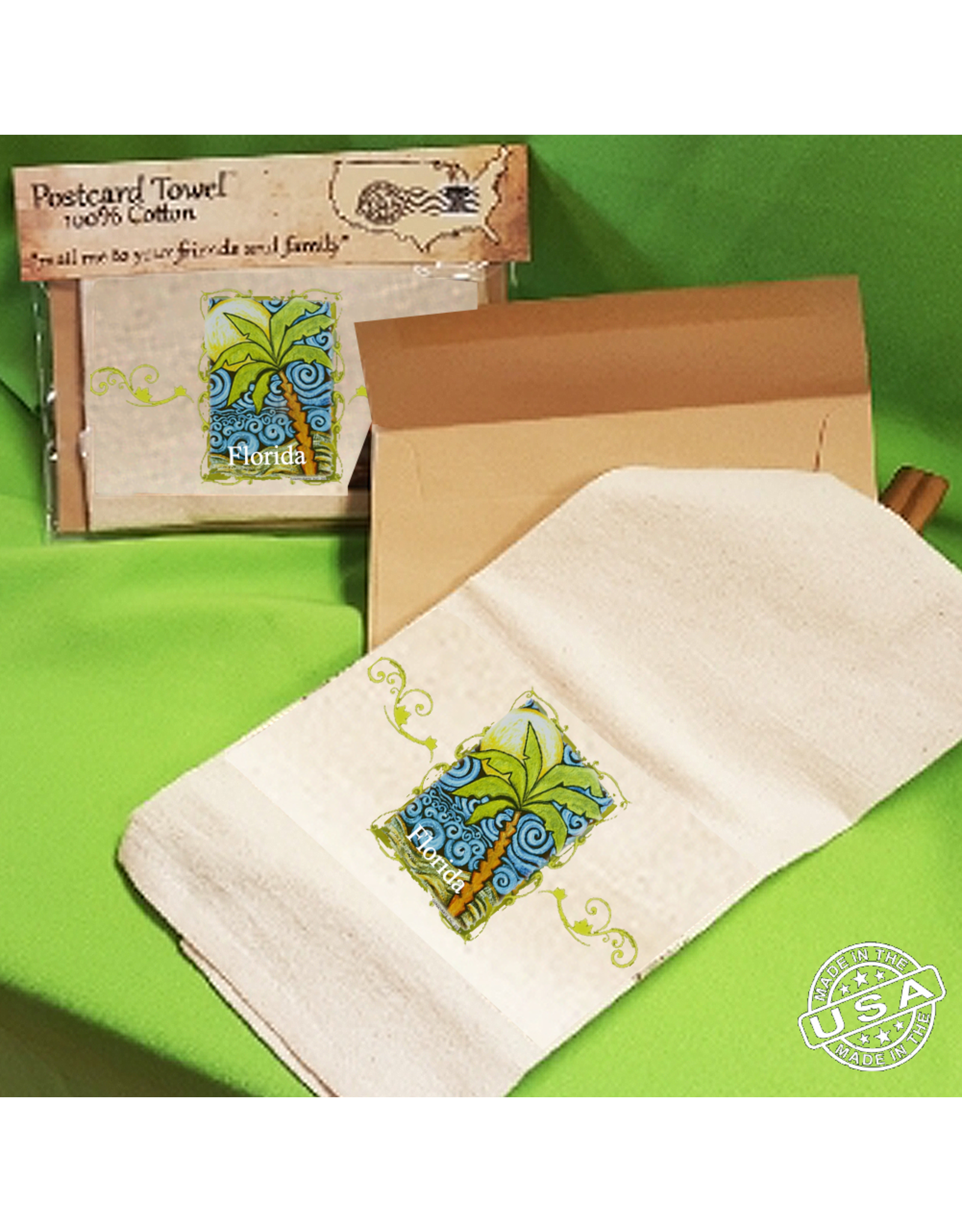 Postcard Towel Postcard Towel Mailable Tea Towels - Florida Sunrise Palm