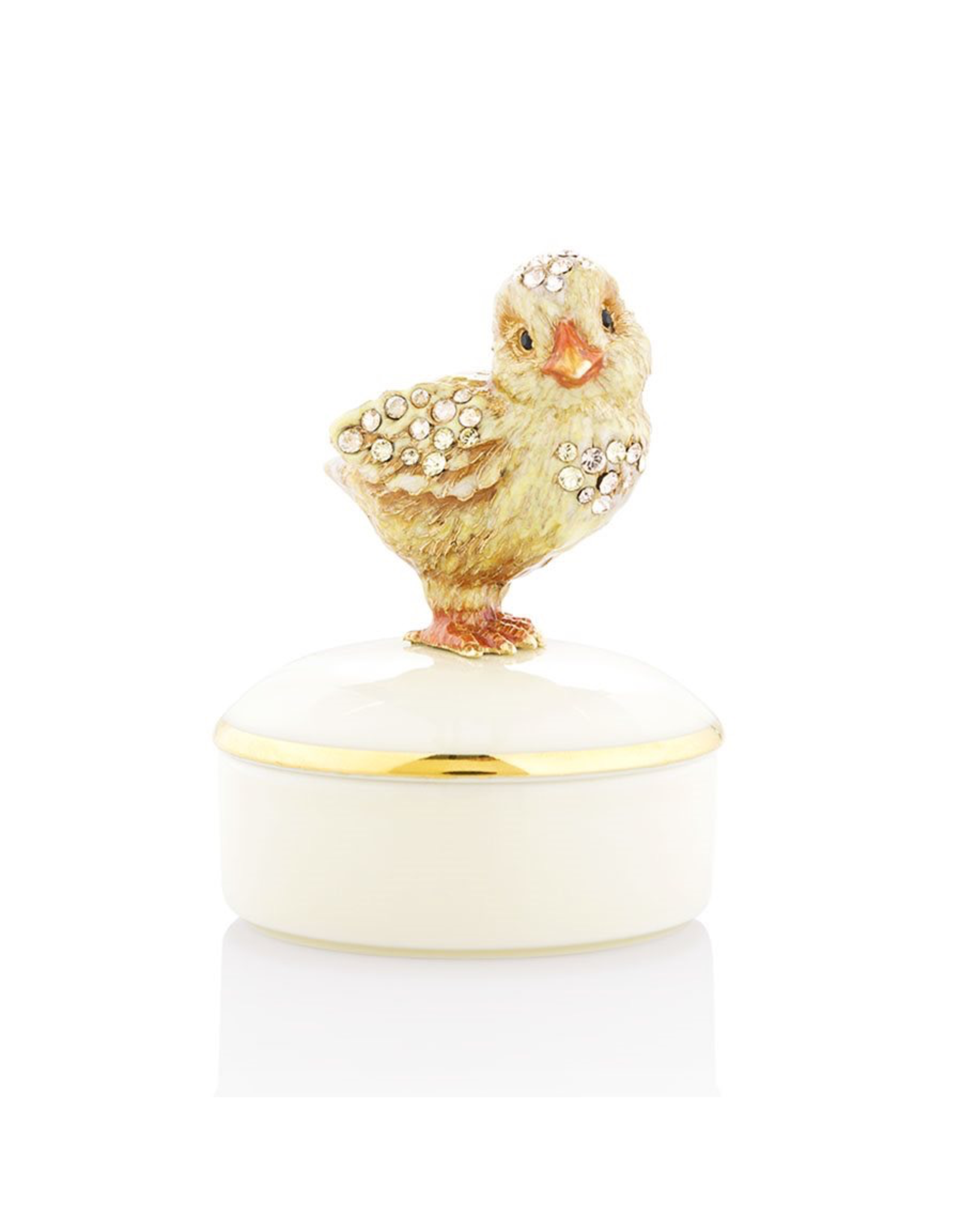 Jay Strongwater Decorative Boxes Sawyer Chick Round Porcelain Box