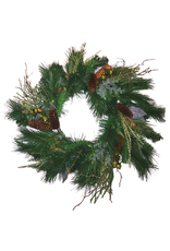 Darice Christmas Wreath 24 inch Mixed Greens w Pine Cones