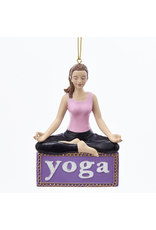 Kurt Adler Yoga Girl Ornament - Lotus Position on Yoga Sign