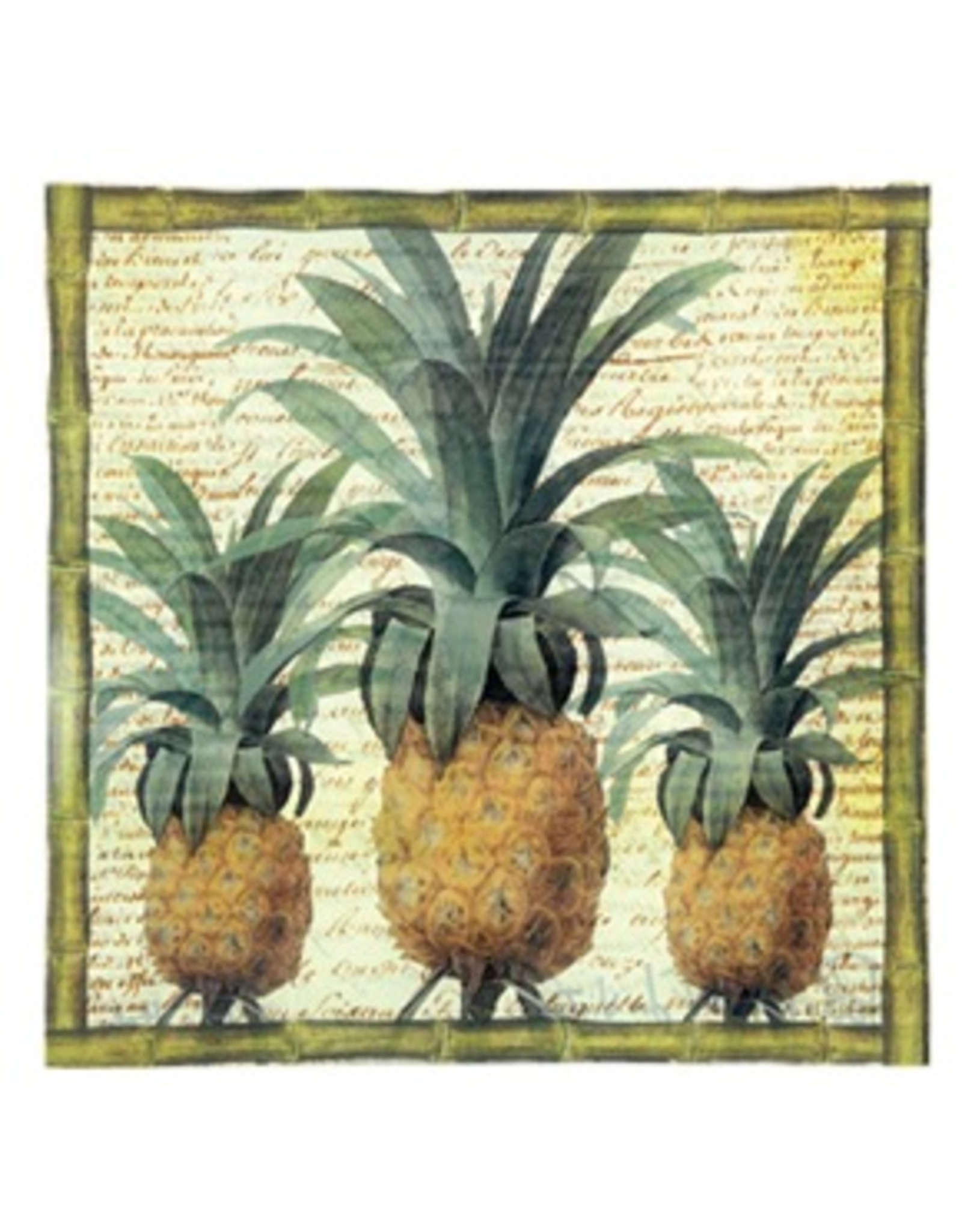 Paolo Crisante Decoupage Art Glass Plate Pineapples