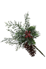 Kurt Adler Holly Berry Pine Cone n Branch Pick Christmas Flowers Floral