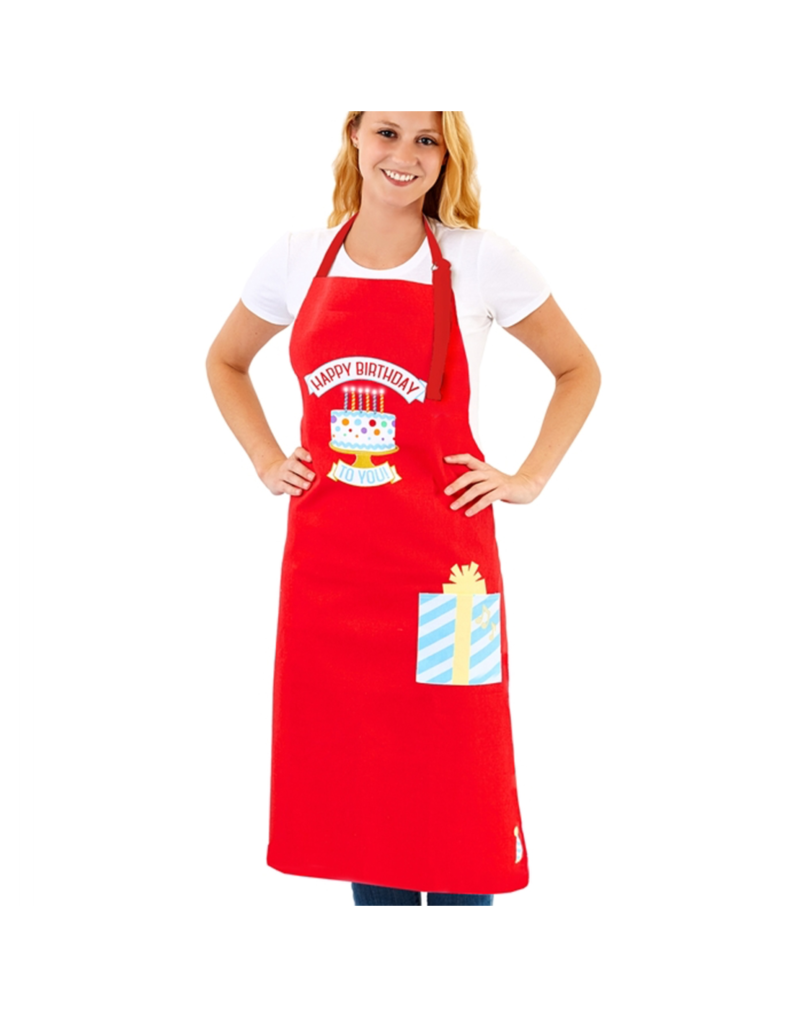 Twos Company Light Up Musical Happy Birthday Apron Cotton 41x36