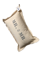 MFH Cotton Pillow 12x18 w Mr and Mr -Anchor Natural w Dorian Grey