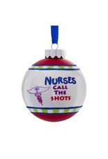 Kurt Adler Nurses Call The Shots Glass Ball Christmas Ornament