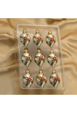 Kurt Adler Miniature Glass Drop Ornaments 35MM Set of 9 White Red Green