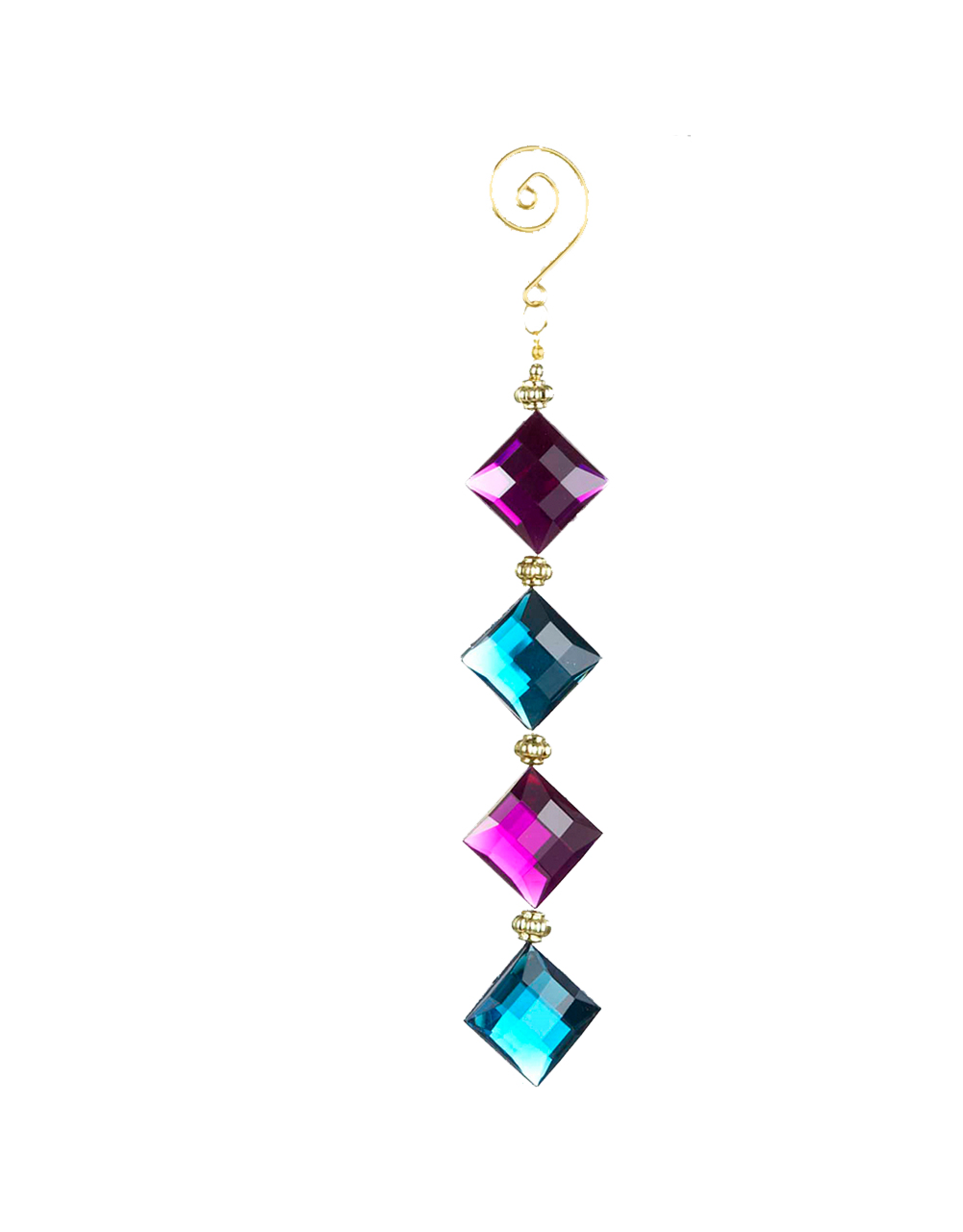 Kurt Adler Gem Jewel Drop Ornament Purple Aqua Diamond Shapes