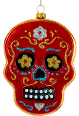 Kurt Adler Noble Gems Day of the Dead Skull Ornament 5 inch Red