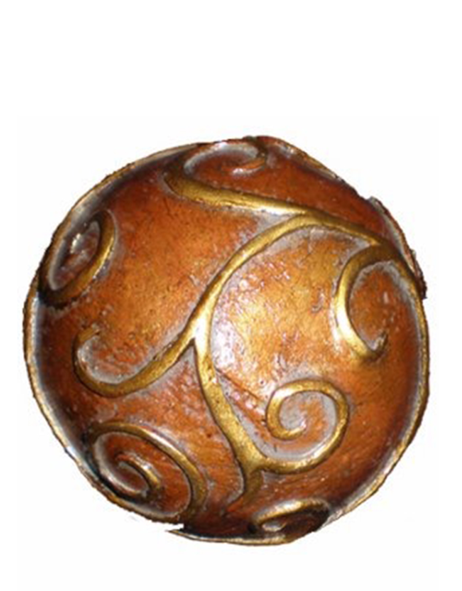 Serpentine Sphere II Rust-Burnt Orange w Gold 6 Inch DIA