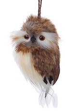 Kurt Adler Brown White Owl Round Head Christmas Ornament 4 inch - C