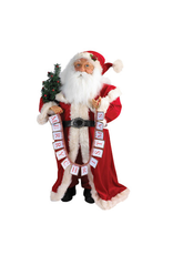 Kurt Adler Traditional Standing Santa w Merry Christmas Banner - FLOOR SAMPLE - Final Sale