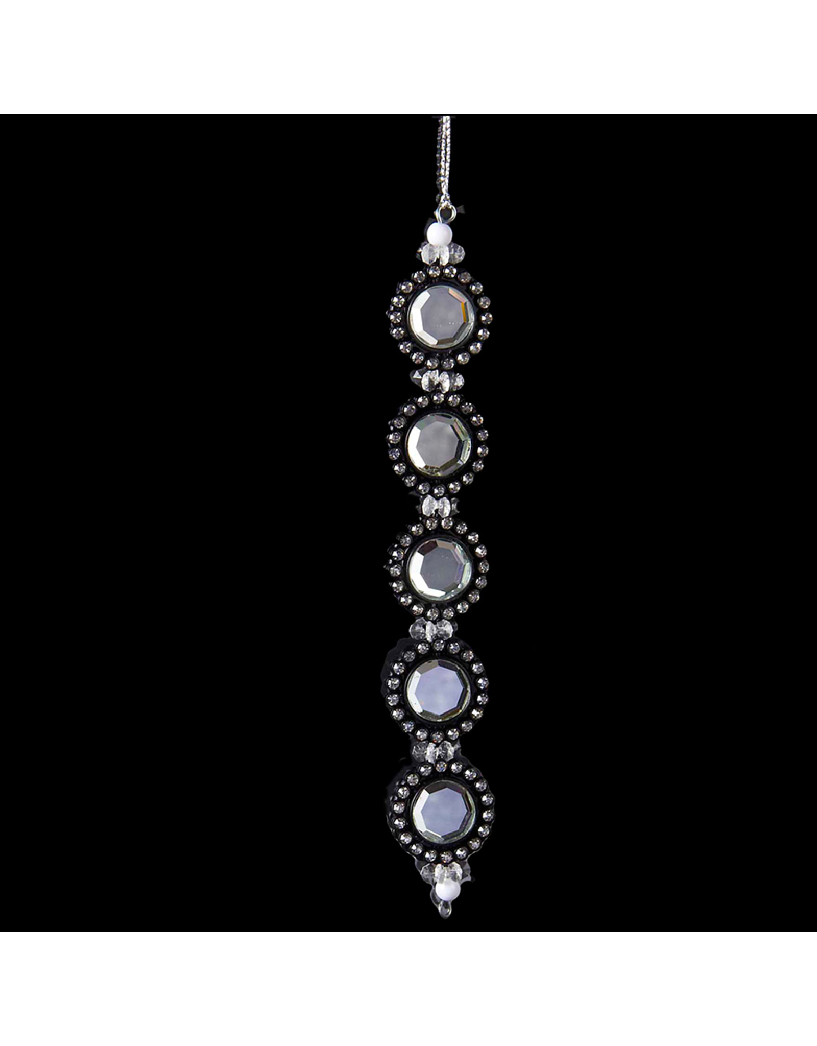 Kurt Adler Black and Silver Gemstone Ornament Round -C