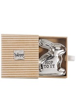 Mud Pie Mini Metal Bunny Trinket Dish w Gift Box 2x2 Hop To It - Happy