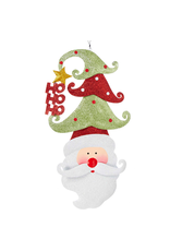 Kurt Adler Glittered Metal Santa Tree w Ho Ho Ho Door Hanger Plaque