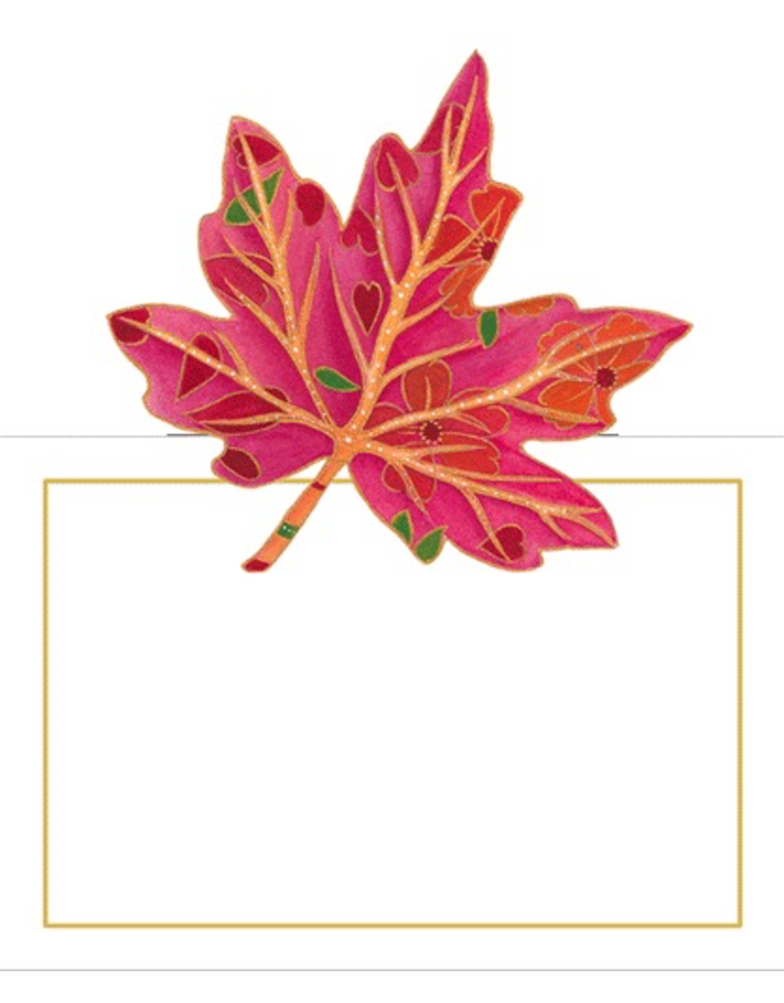 Caspari Place Cards Tent Style 8pk Fall Leaves Jeweled Autumn