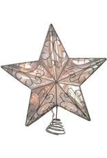 Kurt Adler Christmas Star Treetop 5 Point Silver Wired Star Tree Topper