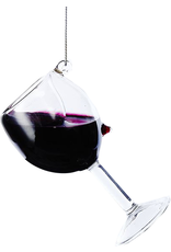 Kurt Adler Glass Wine Glass Ornament - Red Wine Glass 4 Inch