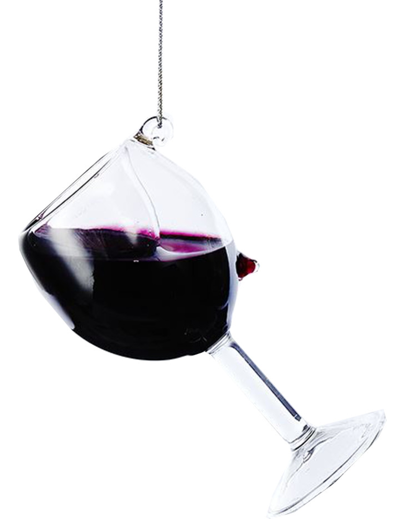 Kurt Adler Glass Wine Glass Ornament - Red Wine Glass 4 Inch